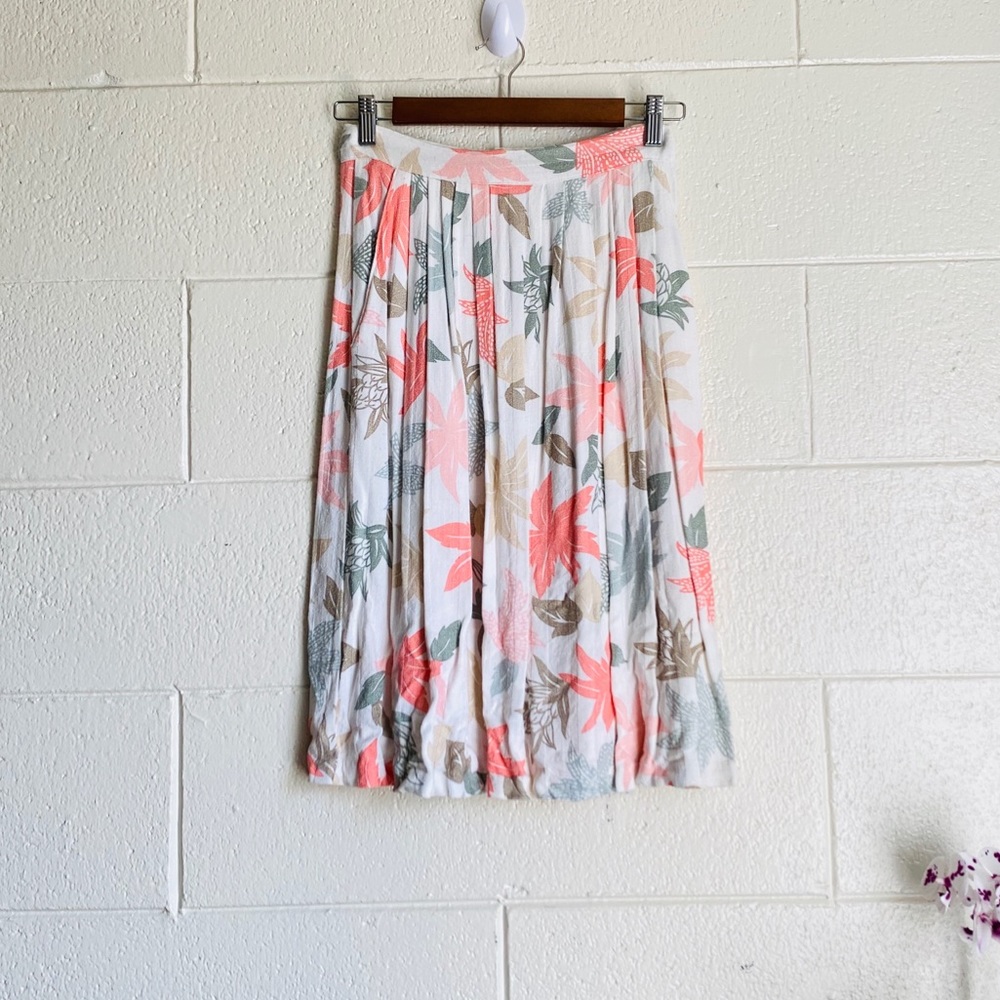 VTG Ann Hill Floral Pleated Maxi Skirt